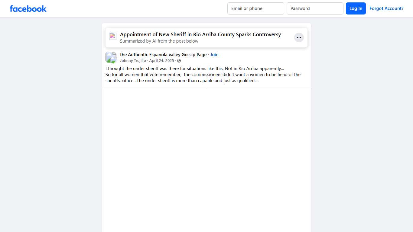 the Authentic Espanola valley Gossip Page I thought the under sheriff was there for situations like this, Not in Rio Arriba apparently.. Facebook